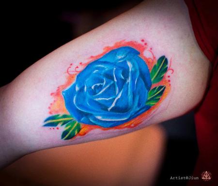 Tattoos - Color Realistic Flower Tattoo - 60503