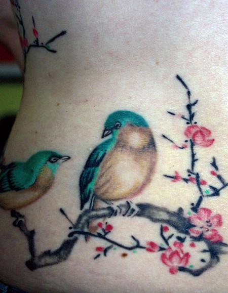 Off the Map Tattoo : Tattoos : Flower : Chinese Plum Blossom Birds