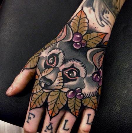 Tattoos - Neo Traditional Racoon Tattoo - 130972