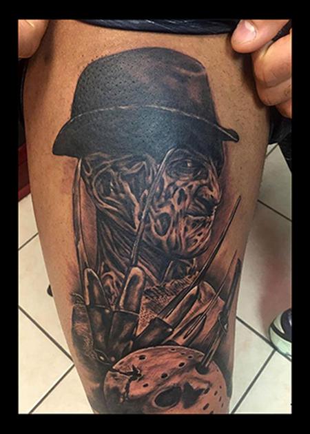 Tattoos - Freddy Krueger Black and Gray Tattoo - 115162