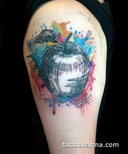 Tattoos - watercolor apple - 93476