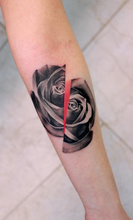 Tattoos - split rose - 117752