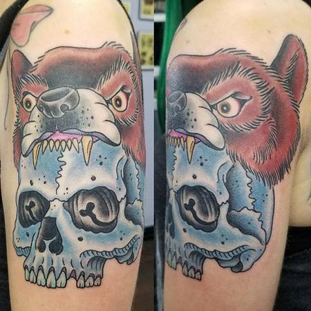 Tattoos - Traditional Skull and Bear cowl - 132014