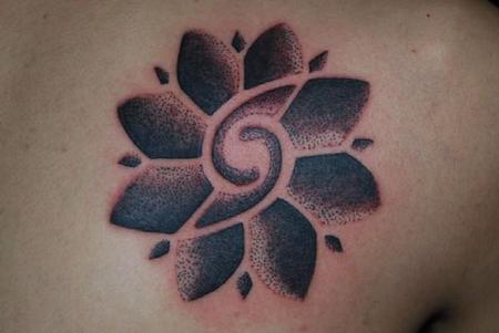 Tattoos - Black Work Flower Tattoo - 60496