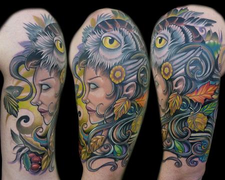 Tattoos - Mother Nature with Owl Head - 62720