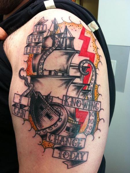 Tattoos - Traditional Ship Tattoo - 59099