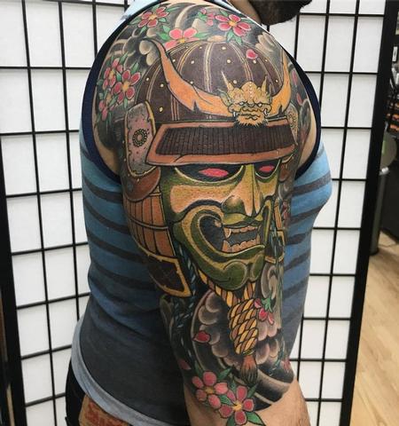 Tattoos - Samurai Japanese tattoo half sleeve tattoo - 140813