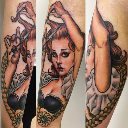 Tattoos - Hairdresser Pinup Tattoo - 141022