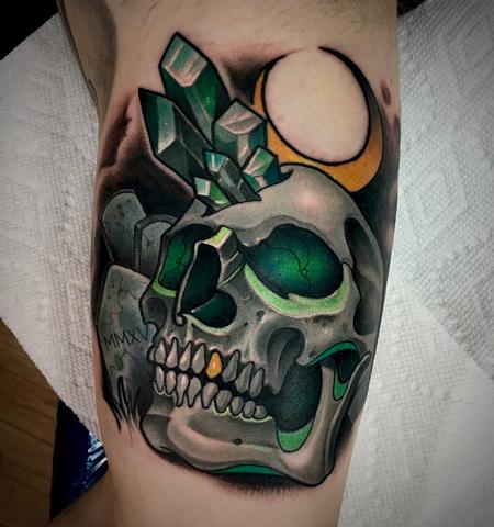 Tattoos - Skull moon graves and crystal - 141118