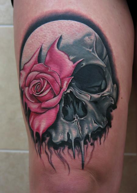 Tattoos - Skull and Rose Tattoo - 93310
