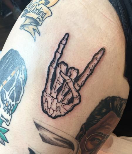 Tattoos - Sadie Gabriella Rock On Skeleton Hand - 142270