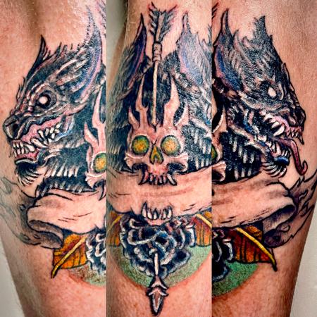 Tattoos - wolves and skull - 145483