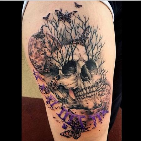 Tattoos - Bonnie Seeley Skull and Butterflies - 139316