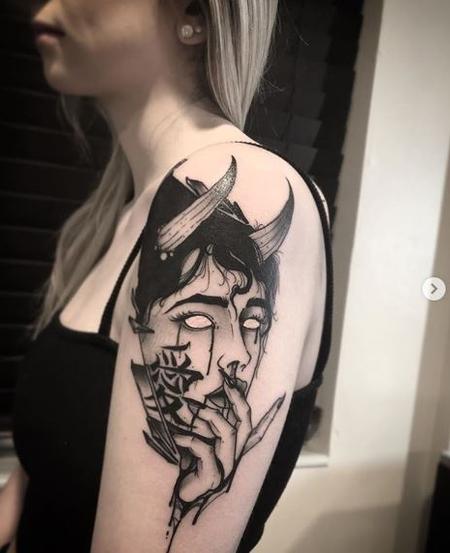 Tattoos - Neotraditional Demon Woman - 137982