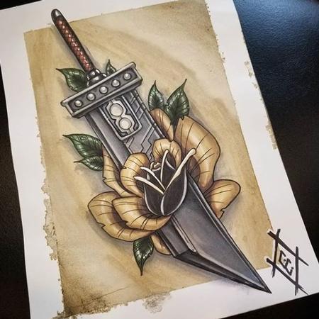 Tattoos - Cody Cook Final Fantasy Sword and Rose - 138870