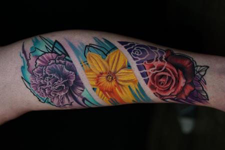 Tattoos - Walt Watts Three Flowers - 142712