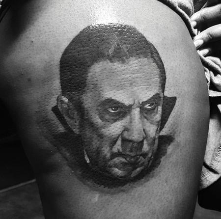 Shawn Monaco - Black and Grey Dracula Portrait Tattoo