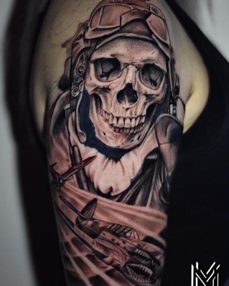 Tattoos - Matt Morrison Skeleton Bomber Pilot - 142715