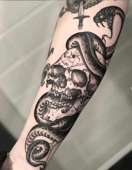 Shawn Monaco - Shawn Monaco black and grey snake skull