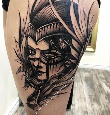 Austin Jones - Black and Gray NeoTraditional Valkyrie Tattoo