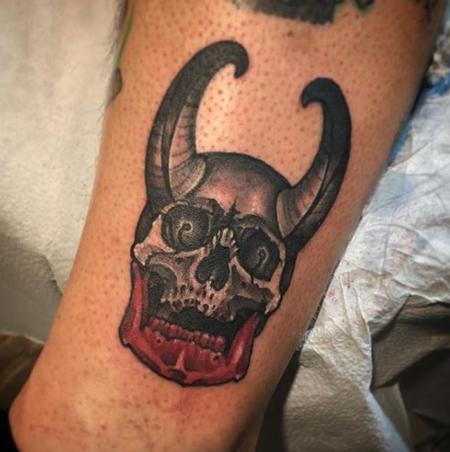 Al Perez - Skull with Horns Tattoo