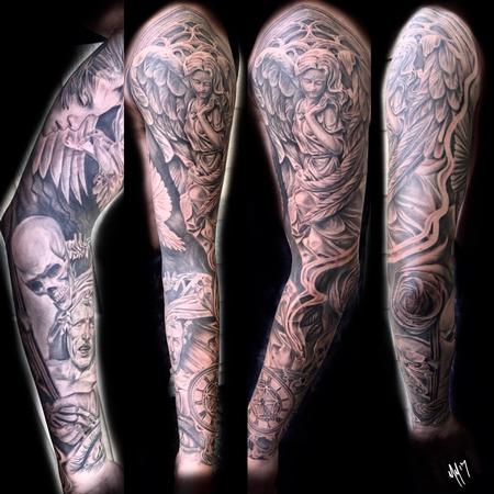 Tattoos - Angel and Skull Sleeve Tattoo - 134539
