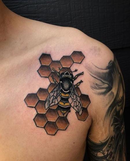 Megyn Olivia - Bee and Honeycomb Tattoo