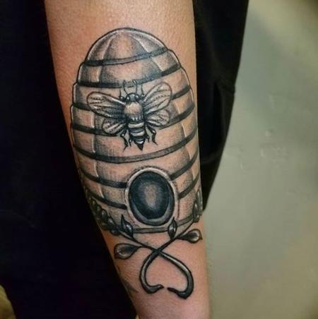 Cody Cook - Black and Gray beehive tattoo