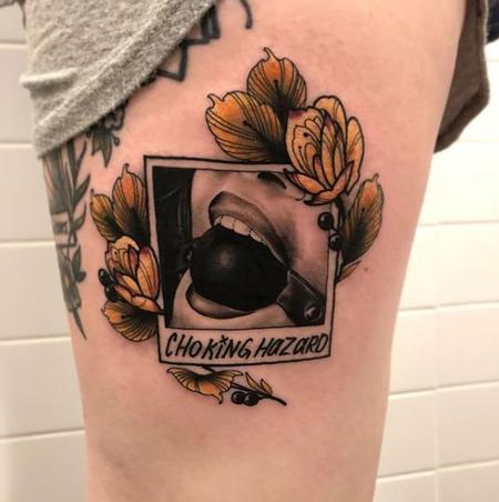 Billy Williams - Neo Traditional polaroid tattoo with flowers