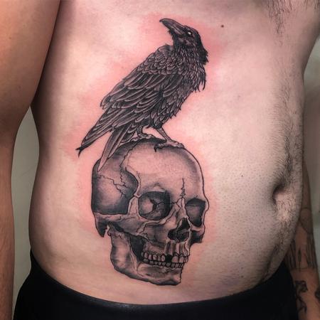 Tattoos - Brennan Walker Skull and Raven Tattoo - 143583
