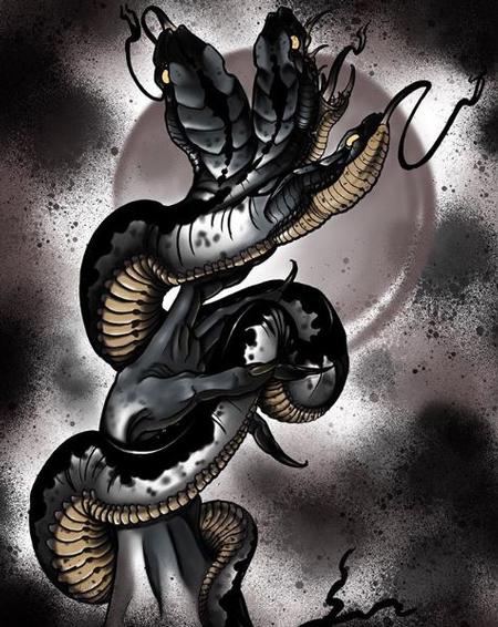 Tattoos - Dark hand and snake - 138251