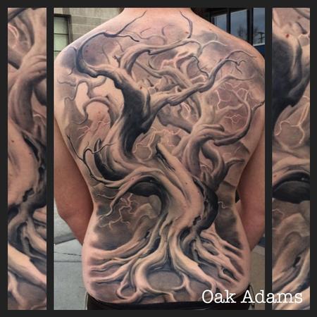 Oak Adams - Black and Gray Tree Backpiece Tattoo