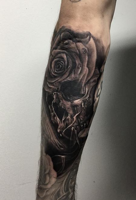 Tattoos - Rose-skull Moprh - 131709