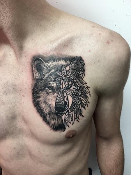 Tattoos - Wolf Mandala - 130372