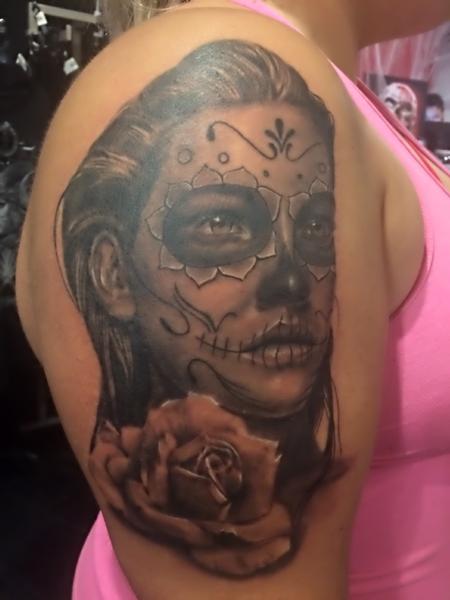Tattoos - Day Of The Dead Girl and Rose - 126442