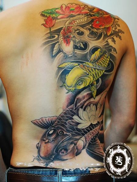 Tattoos - Color Koi Fish Tattoo - 60504