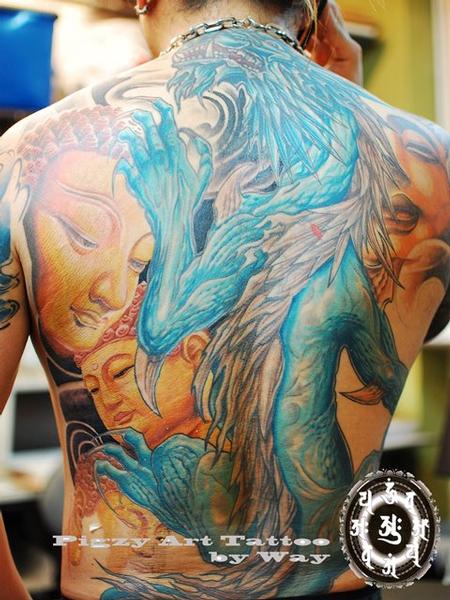 Tattoos - Color Buddha Backpiece  - 60505