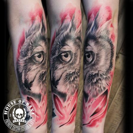 Tattoos - Pink owl - 100619