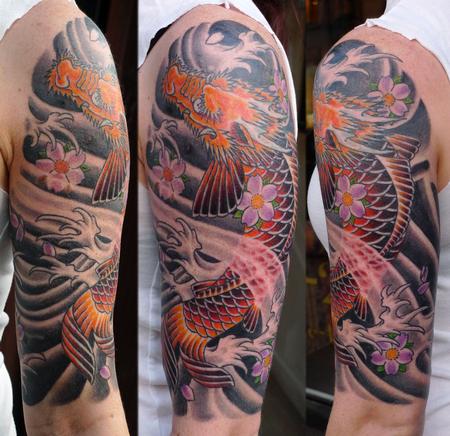 Tattoos - Asian Inspired Dragon Half sleeve - 59451