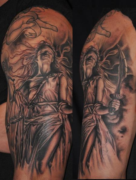 Tattoos - Lady Justice  in black and grey - 85958