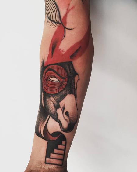 Tattoos - red donkey - 127087