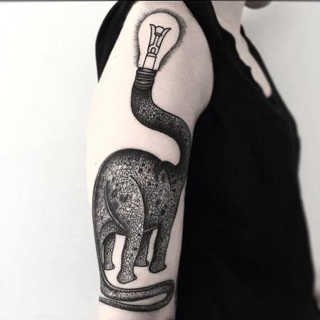 Tattoos - lightbulb dino - 128017