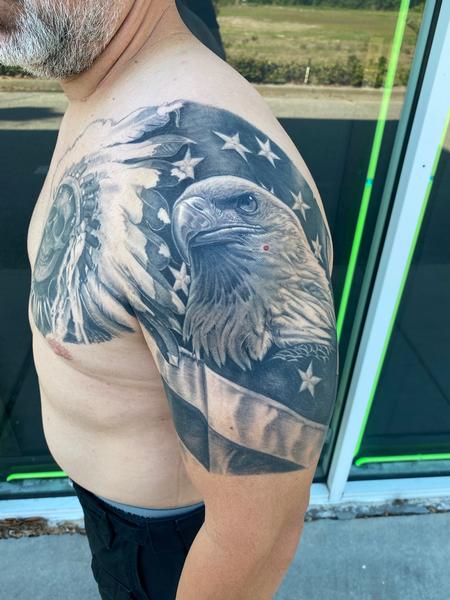 Tattoos - Bald eagle on flag - 145266