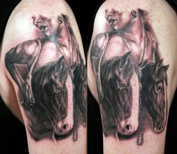Tattoos - black and gray horse tits - 49975