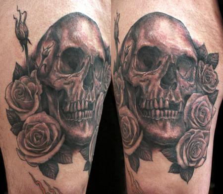 Tattoos - skull and roses - 58616