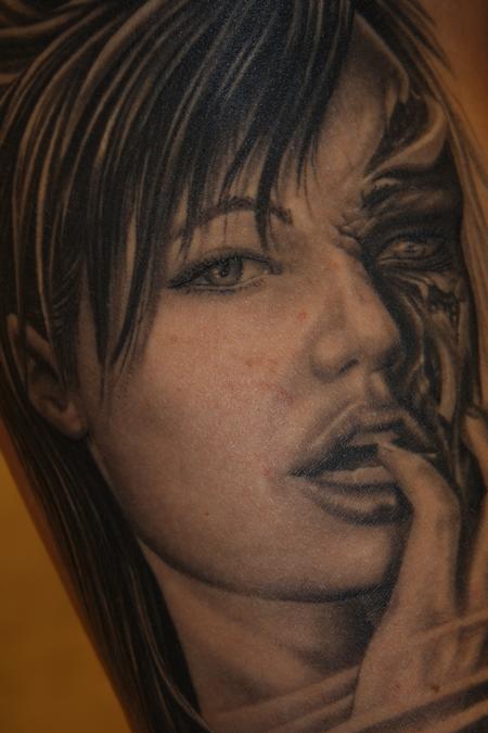 Tattoos - Angelina Jolie portrated as 'Hel' from the Norse mythology - 63754