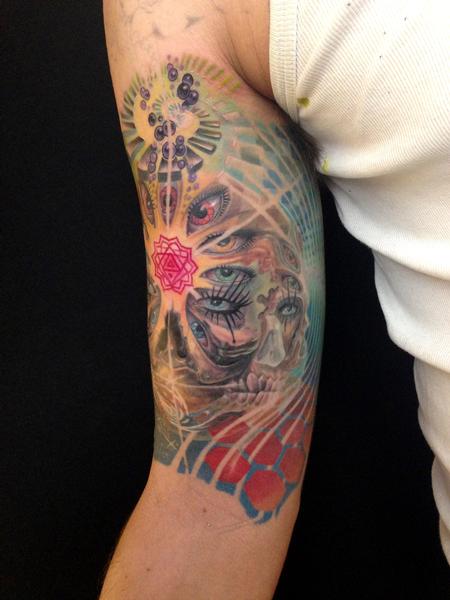Tattoos - psychedelic sleeve in progress - 86221