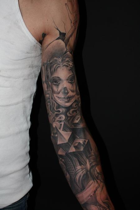 Tattoos - horror chick/Gangster sleeve - 64224