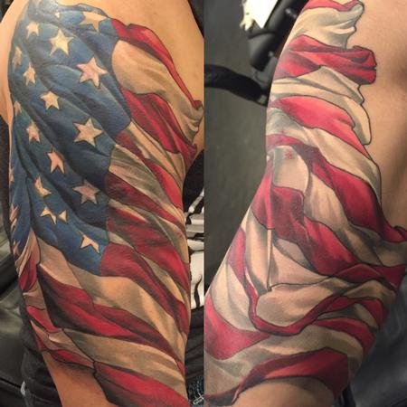 Tattoos - Damon Conklin American flag - 131202
