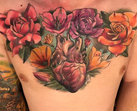 Tattoos - Damon Conklin Floral Heart - 131219
